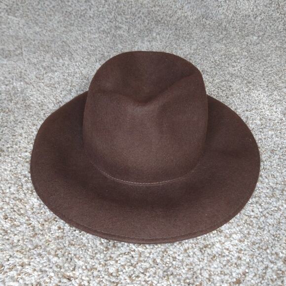 Ecote Brown Wool Wide Brim Fedora Hat Boho Vintage Timeless Style - Picture 1 of 11
